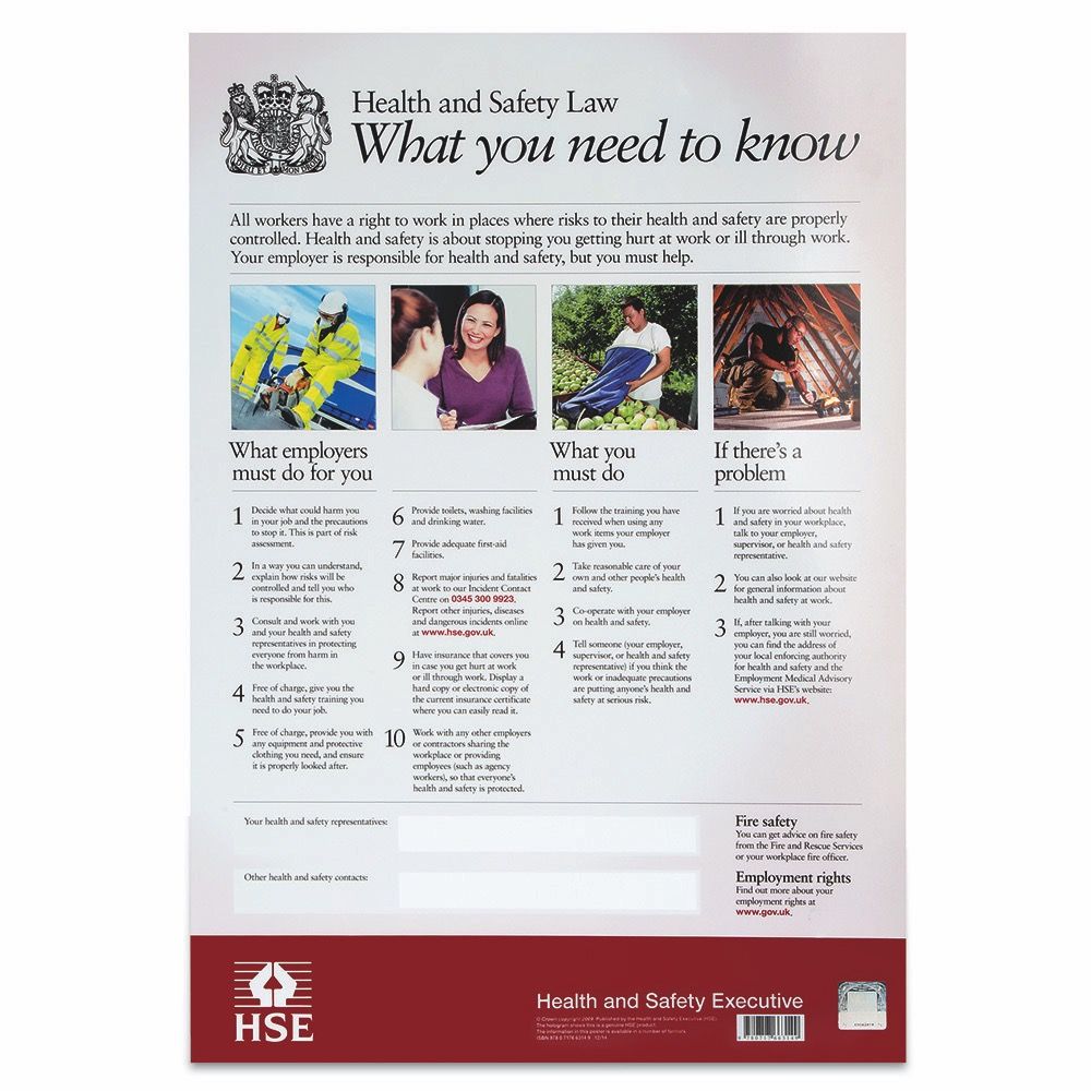 HSE Health and Safety Poster Laminated
