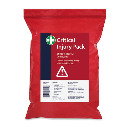 BS8599-1:2019 Critical Injury Pack in Red Poly Bag
