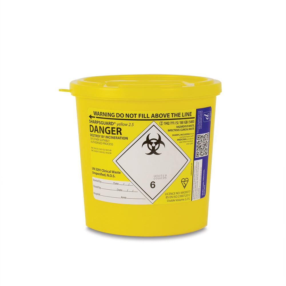 Sharps Container - Yellow - 2.5ltr