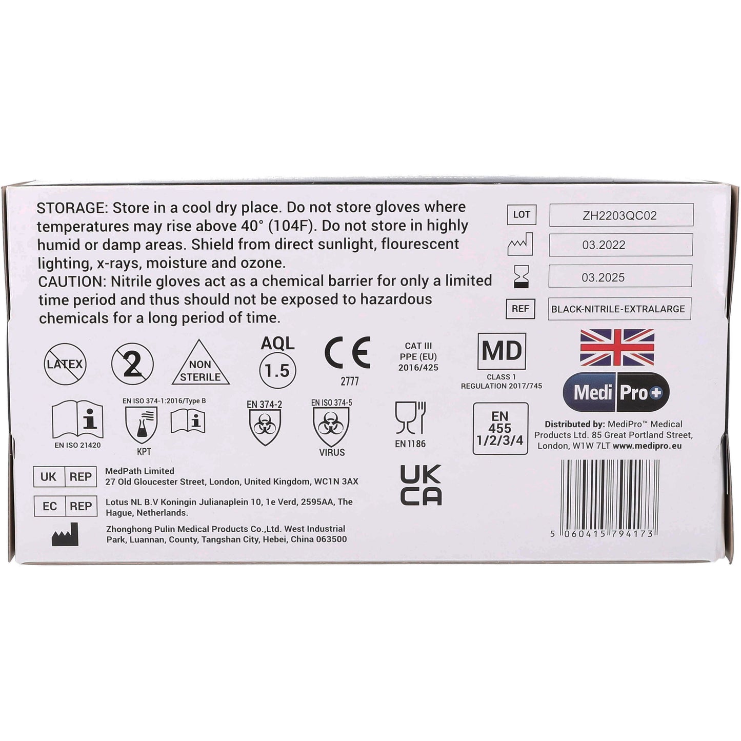 Black Nitrile Gloves - Box of 100