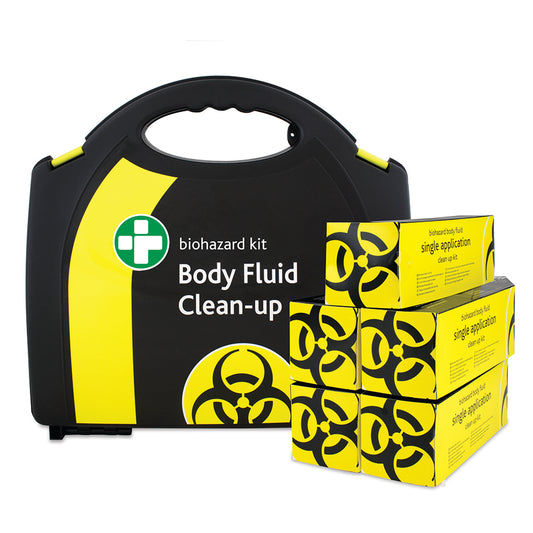 5 Application Body Fluid Clean-up Kit in Large Black/Yellow Integral Aura Box