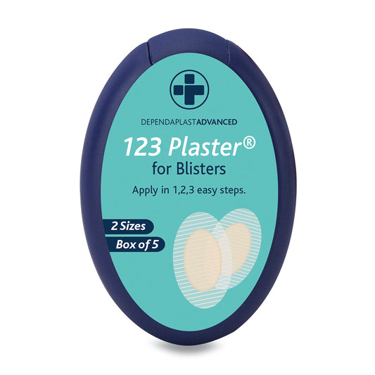 123 Plasters for Blisters in Blue Oval Box