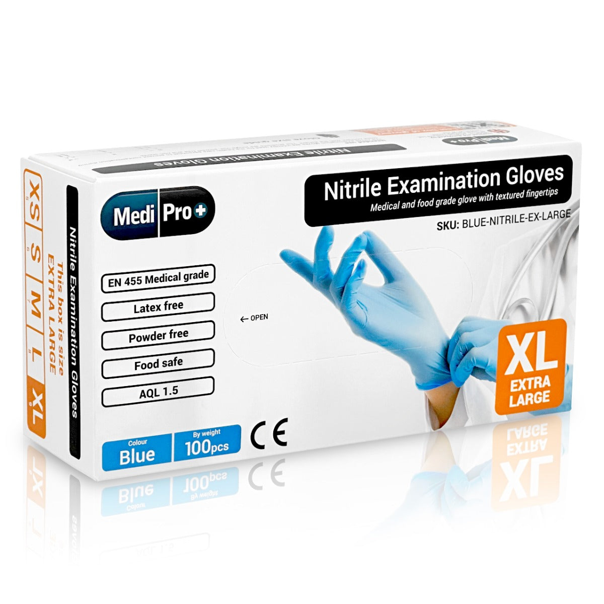 Blue Nitrile Gloves Medical Grade Cat III PPE x 100