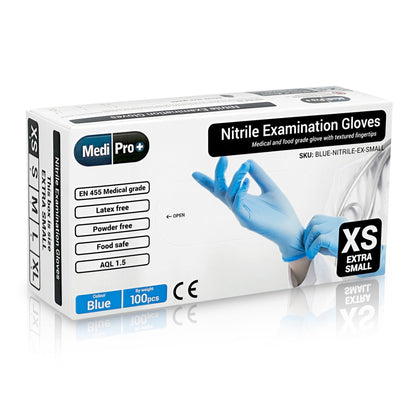 Blue Nitrile Gloves Medical Grade Cat III PPE x 100