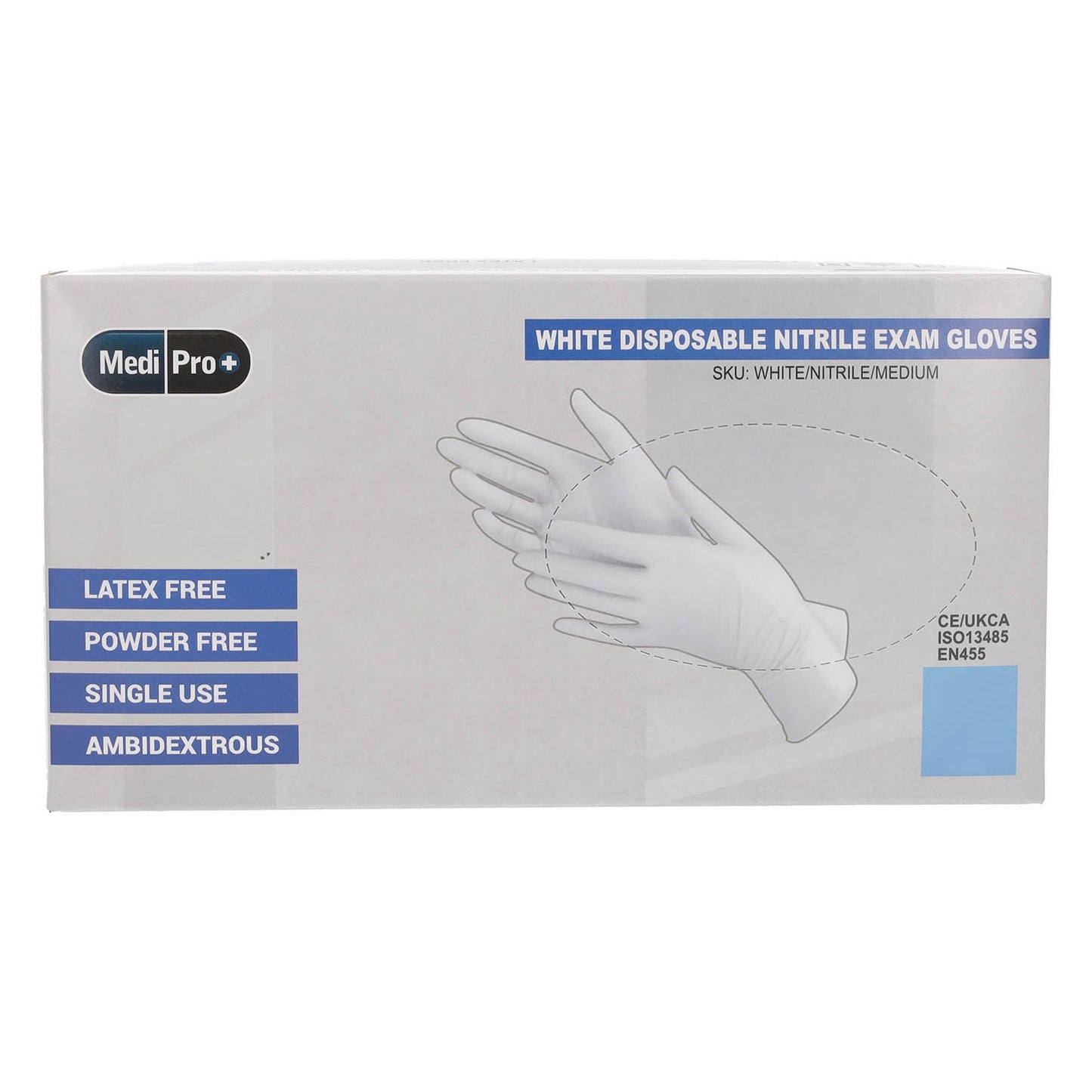 White Nitrile Gloves Medical Grade Cat III PPE Medium x 100