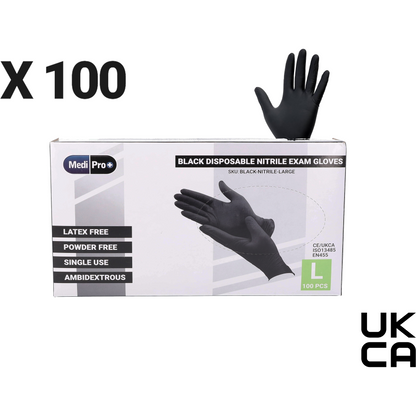 Black Nitrile Gloves - Box of 100